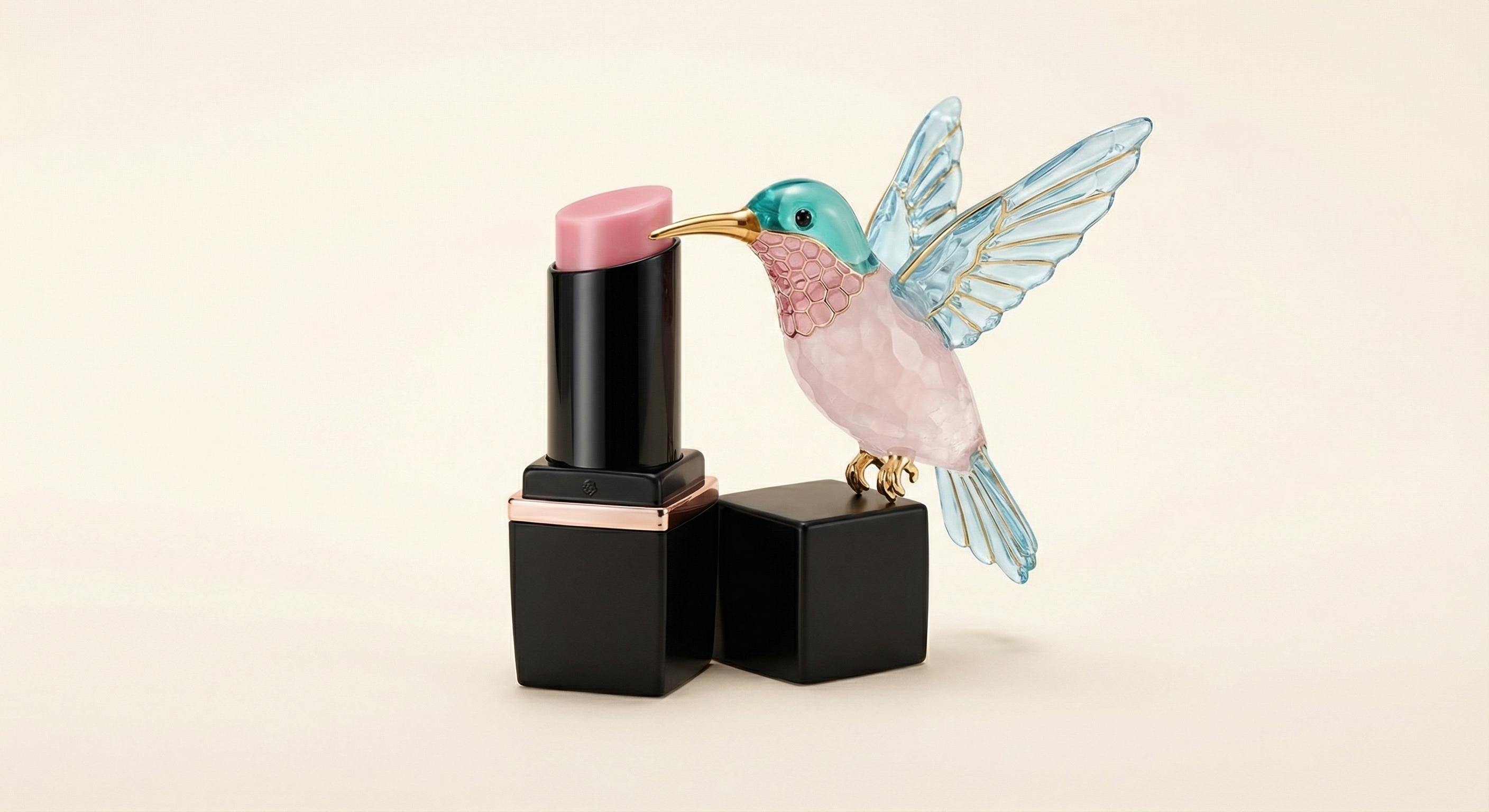 Lip Bloom with Crystal Hummingbird